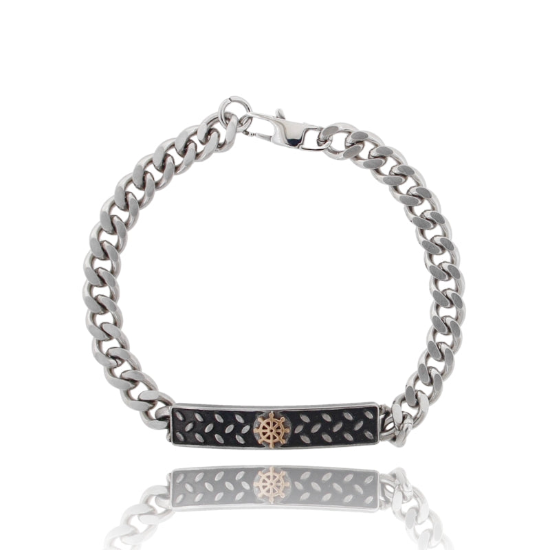 Bracciale Grumetta con Targa Decorativa in Acciaio