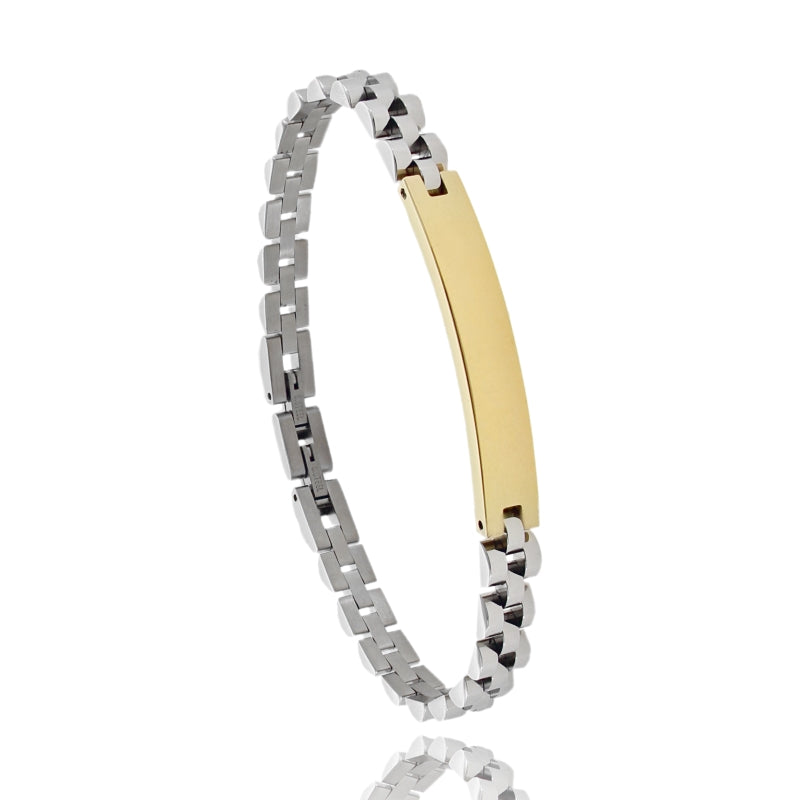 Bracciale Uomo Atlas – Targa Bicolore in Acciaio