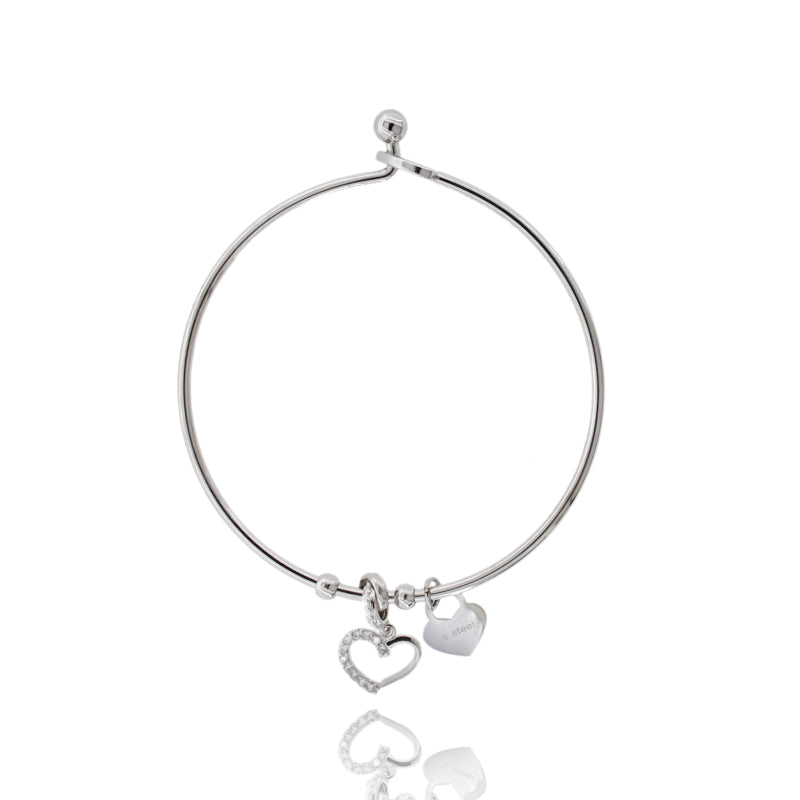 Bracciale Rigido “Amore Essenziale” in Acciaio con Cuore Zirconato