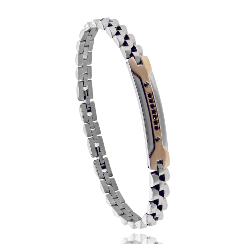 Bracciale “Jubilee Atlas” in Acciaio Bicolore con Zirconi