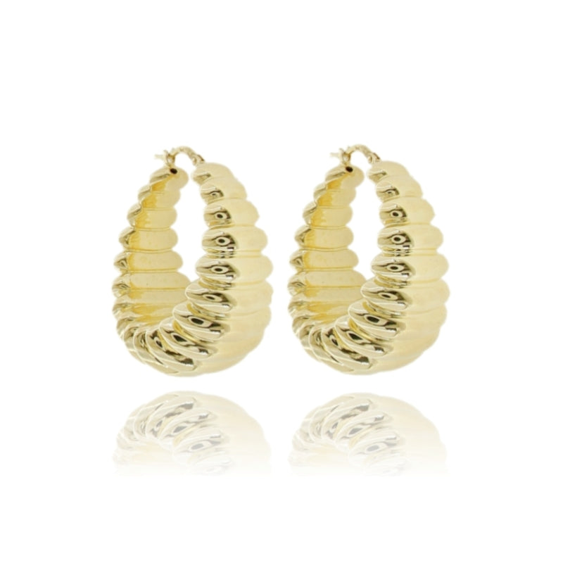 Orecchini Aura Righe – Cerchi Bombati in Argento 925