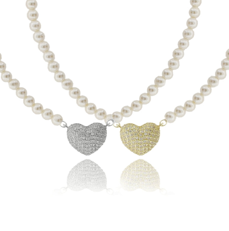 Collana “Cuore Prezioso” con Perle e Zirconi - Argento 925