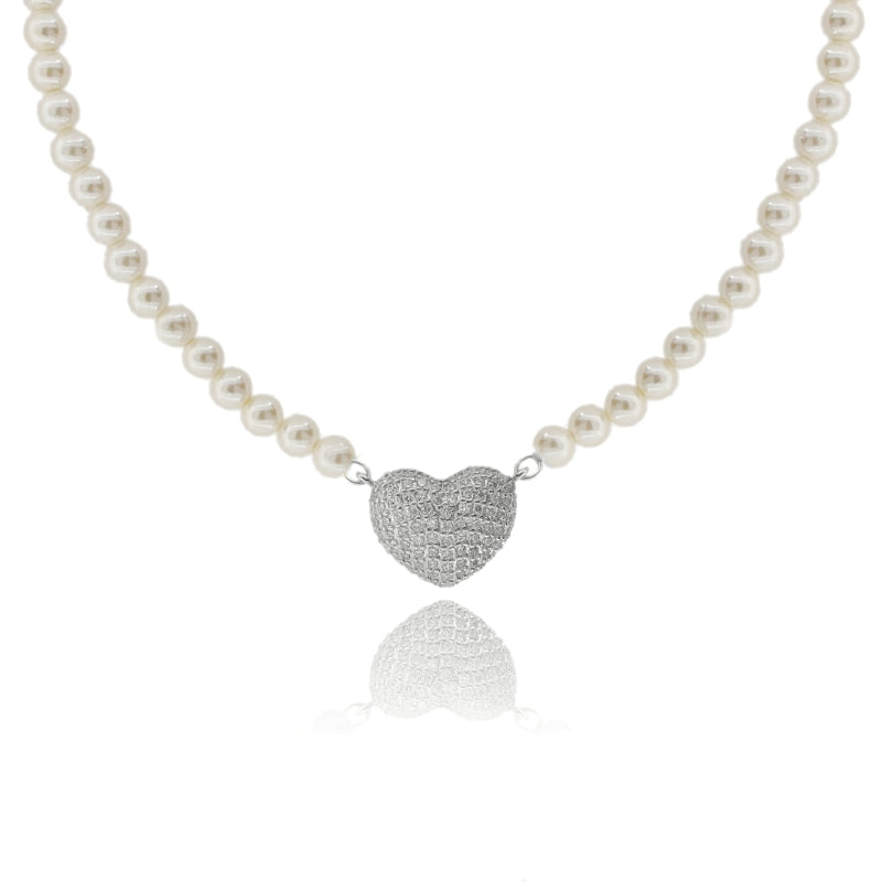 Collana “Cuore Prezioso” con Perle e Zirconi - Argento 925
