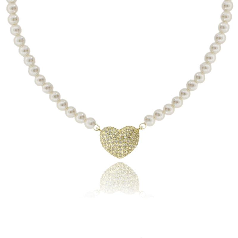 Collana “Cuore Prezioso” con Perle e Zirconi - Argento 925
