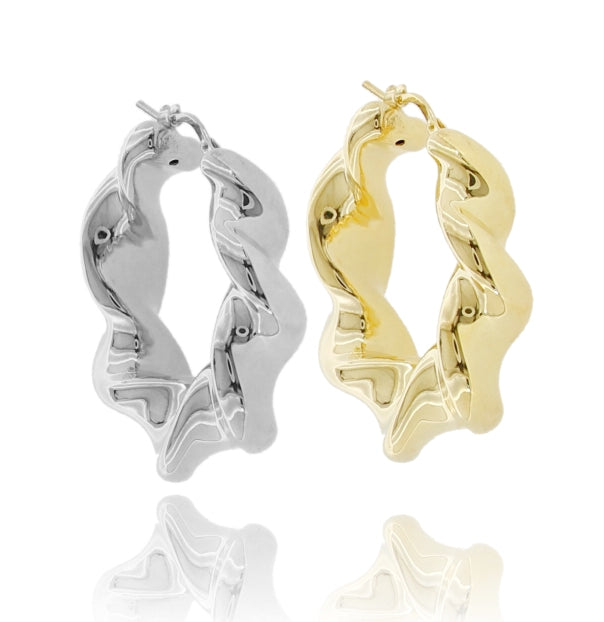 Orecchini Cerchio Scultorei Torchon “Vòrtex” – Argento 925