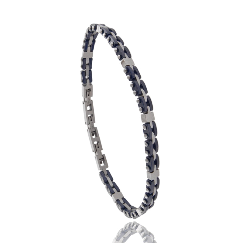 Bracciale “Axis” in Acciaio e Ceramica Nera