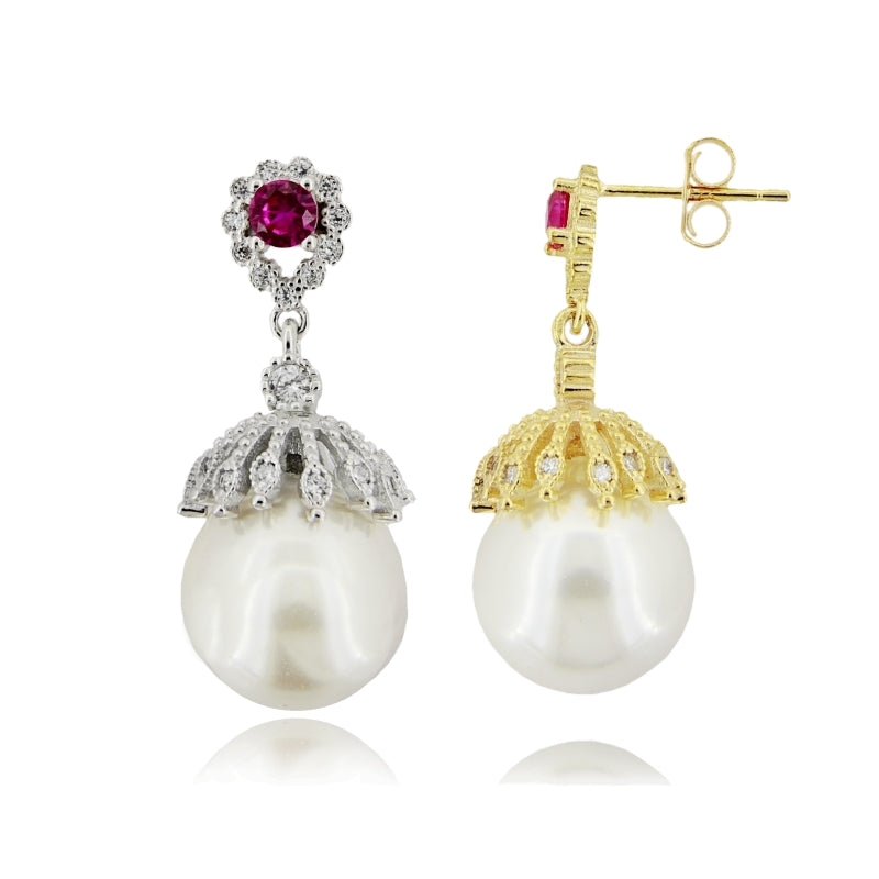 Orecchini “Lunaria Pearl” – Perle Pendenti con Zirconi in Argento 925