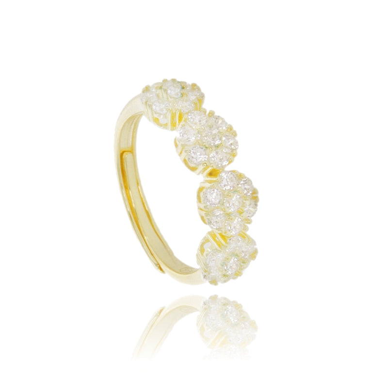 Anello Bloom Aura – Fiori Luminosi in Argento 925 con Zirconi