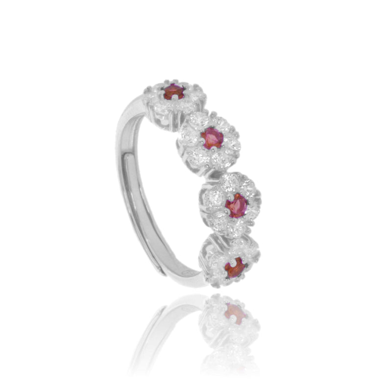 Anello Bloom Aura – Fiori Luminosi in Argento 925 con Zirconi