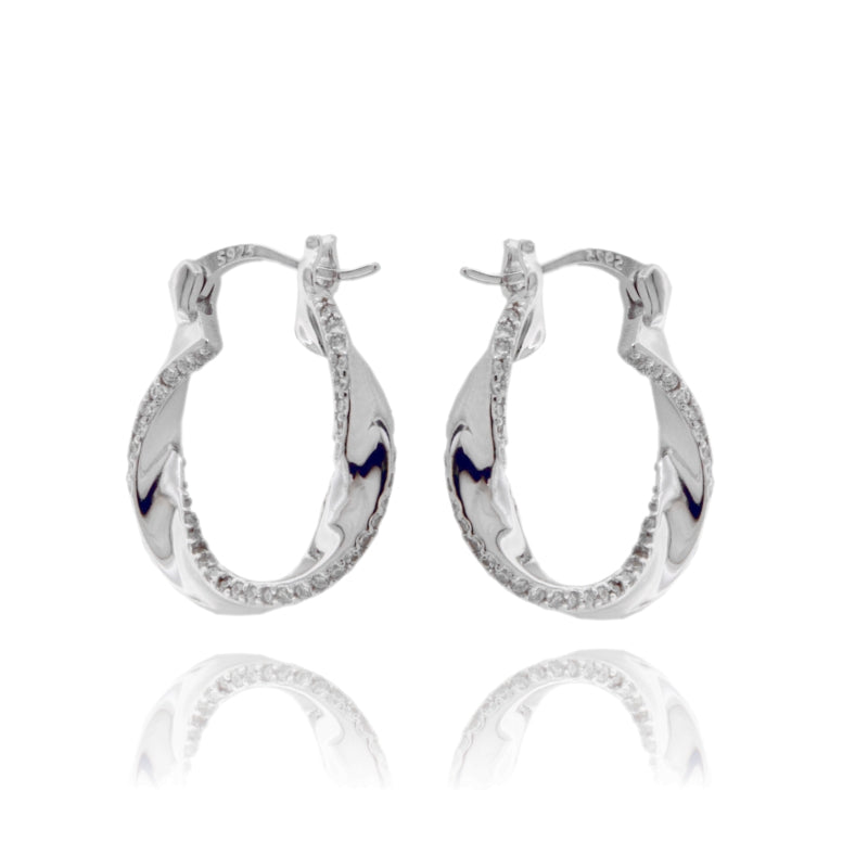 Orecchini Torchón Lumière – Cerchio Intrecciato in Argento 925 con Zirconi