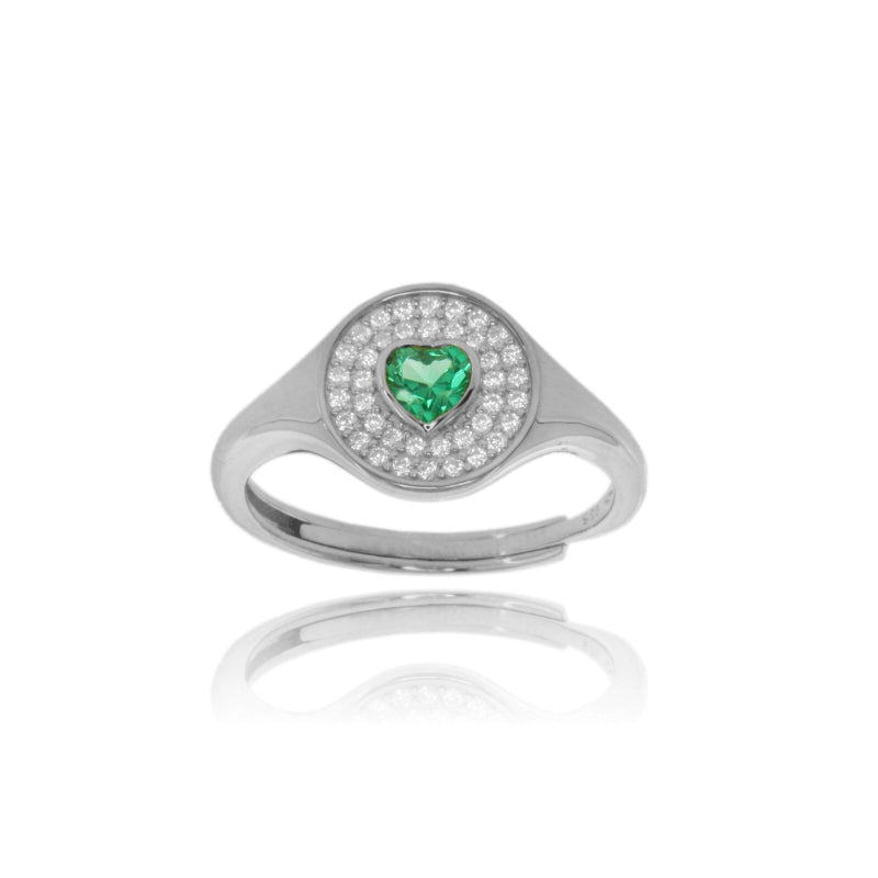 Anuma “Sacred Heart” Ring in Argento 925 con Zirconi – Misura Regolabile