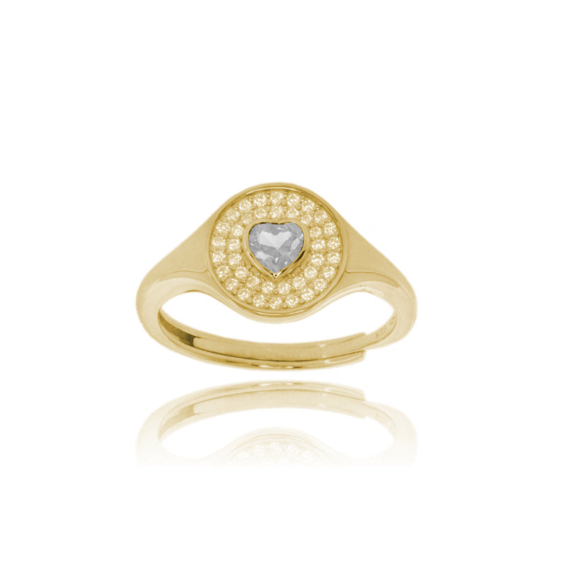 Anuma “Sacred Heart” Ring in Argento 925 con Zirconi – Misura Regolabile