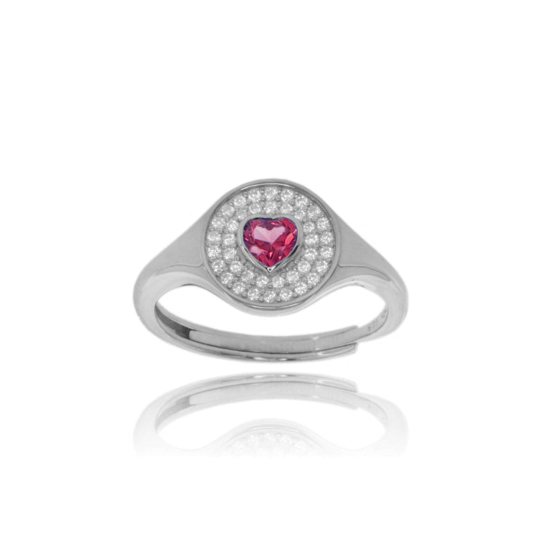 Anuma “Sacred Heart” Ring in Argento 925 con Zirconi – Misura Regolabile