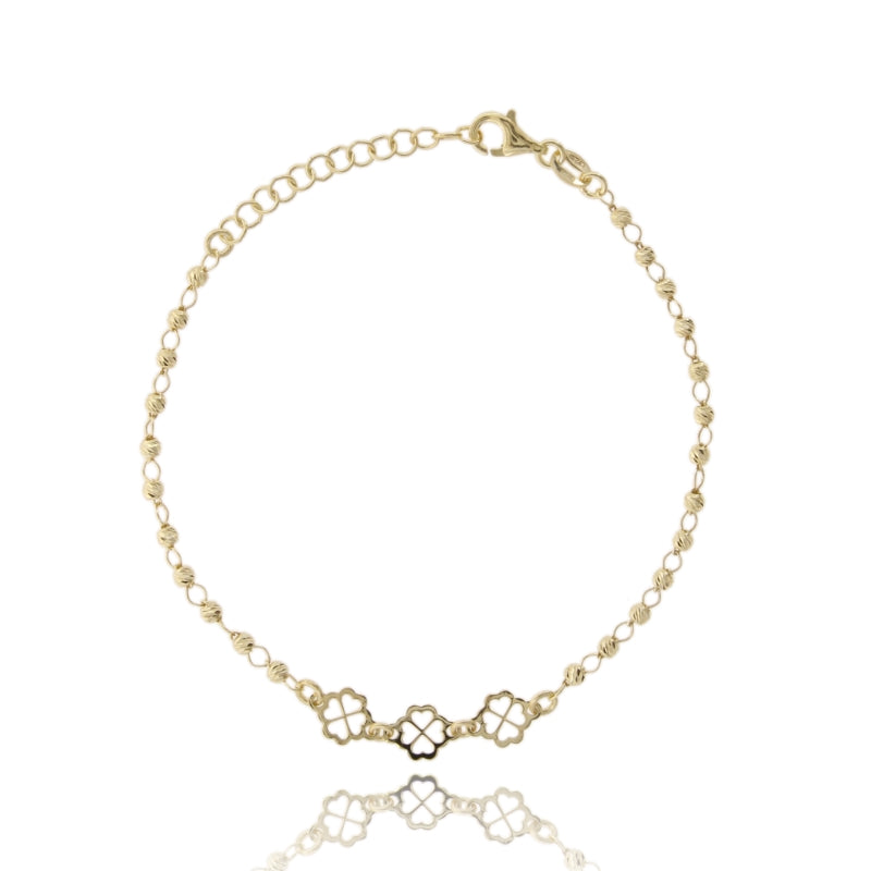 Fortuna Dorata – Bracciale con Quadrifogli in Argento 925 Dorato