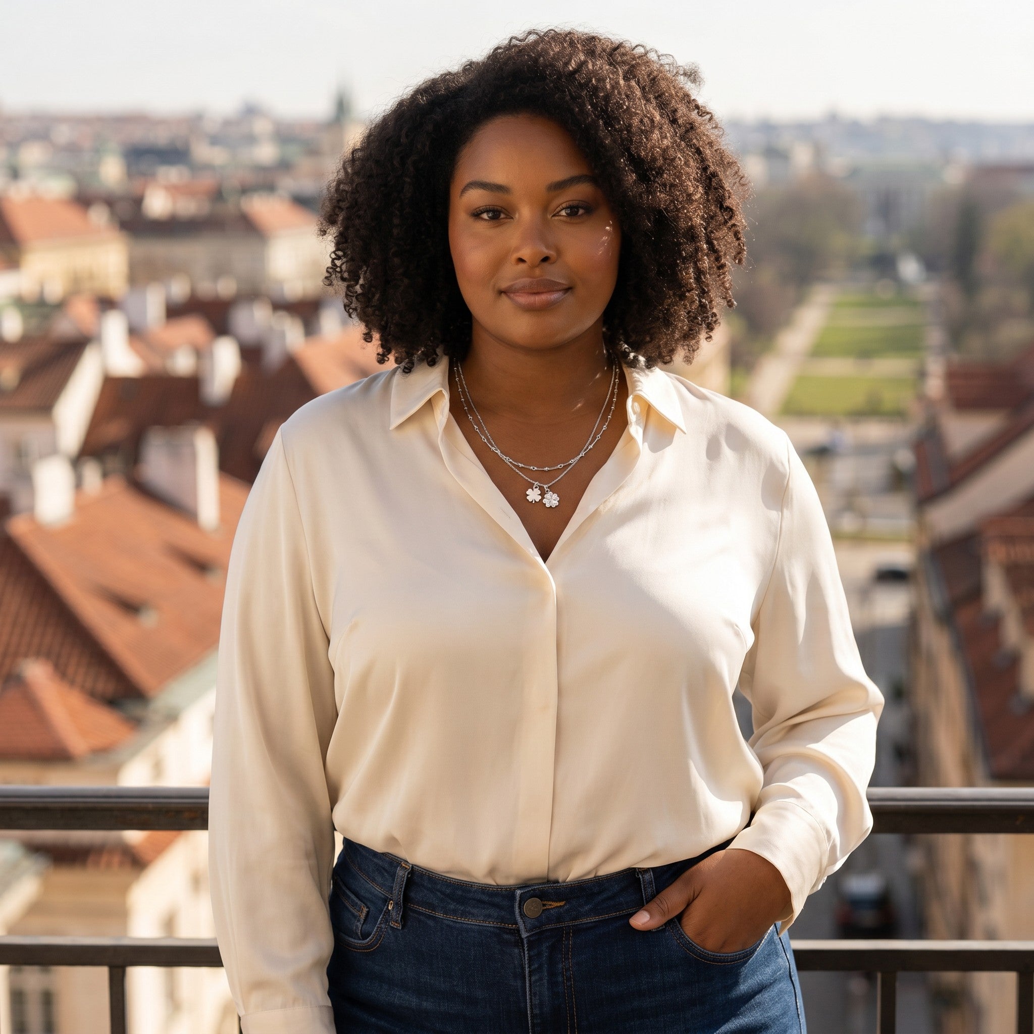 Lucky Layers – Collana Doppia con Quadrifoglio in Argento 925 Rodiato