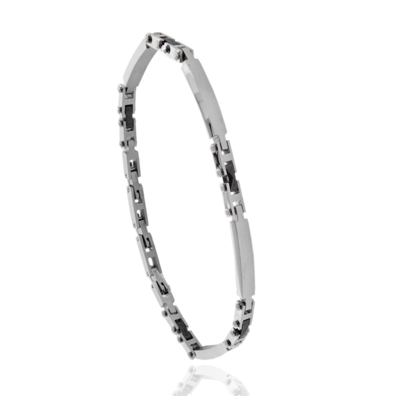 Bracciale in Acciaio e Ceramica – Design Geometrico | 20 cm