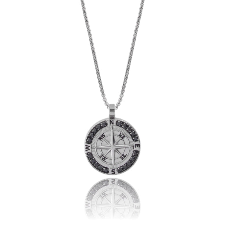 Collana North Star Obsidian – Rosa dei Venti con Zirconi