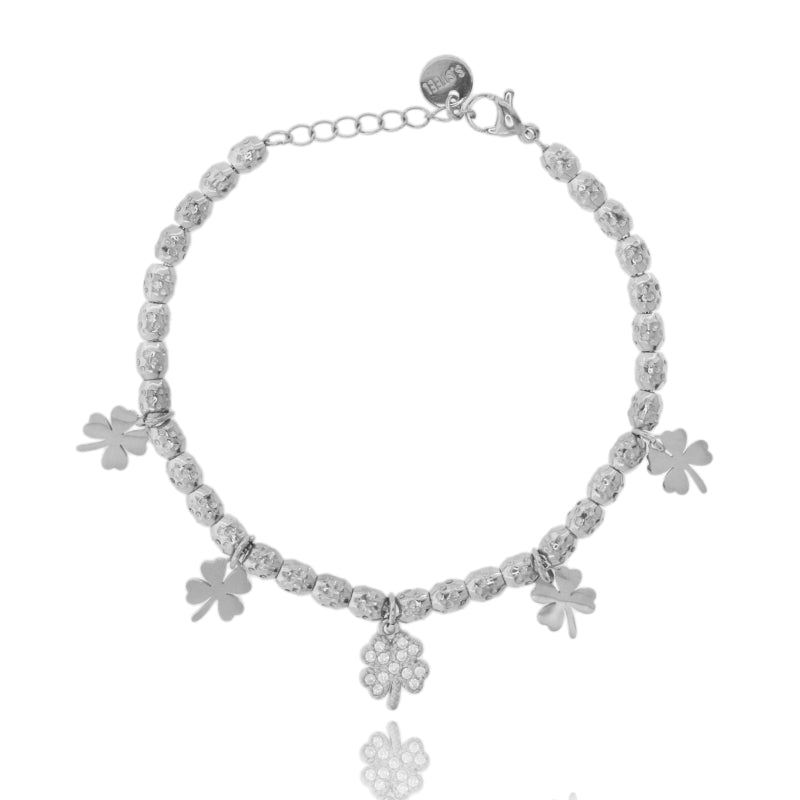 Bracciale Lucky Bloom – Quadrifogli & Zirconi in Acciaio