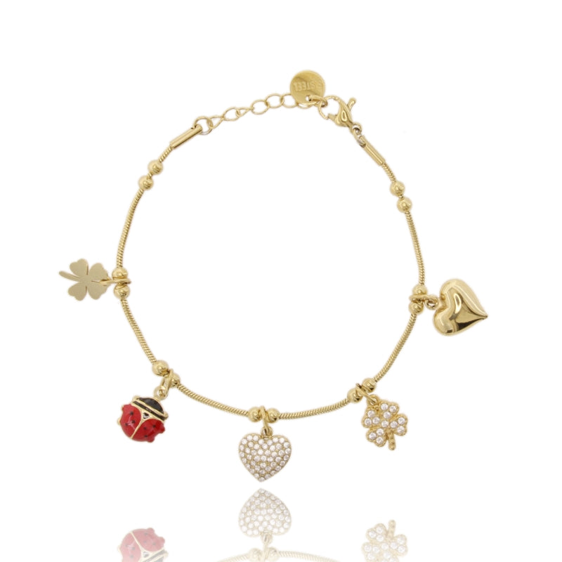 Bracciale Fortuna Dorata – Charms Portafortuna con Zirconi