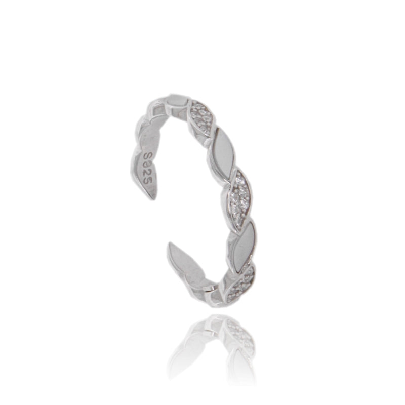 Anello Aurora Pearl – Veretta con Zirconi e Madreperla in Argento 925