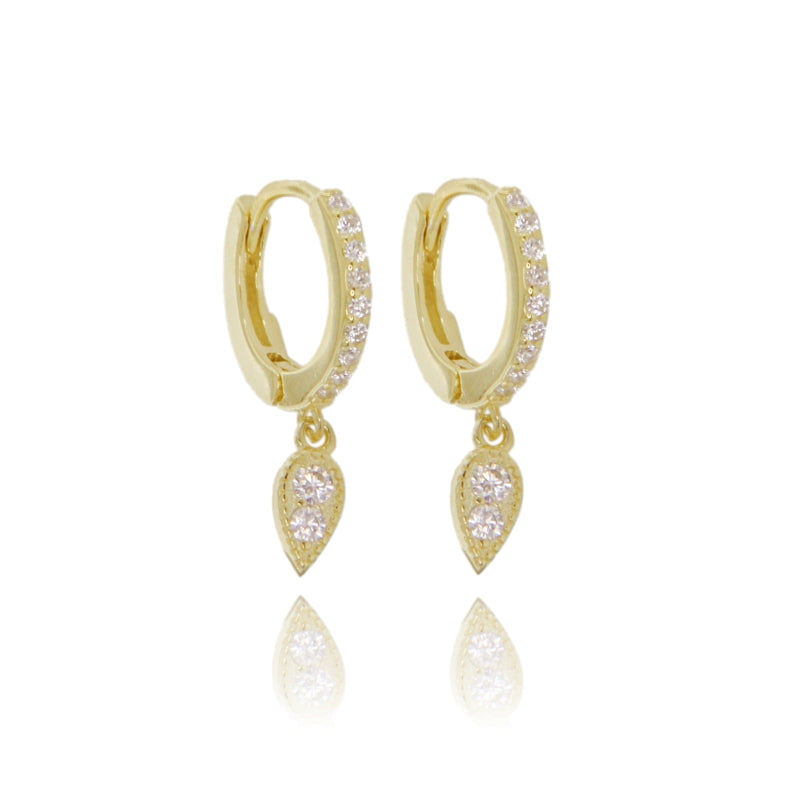 Lùmina Drop – Orecchini a Cerchio con Goccia in Argento e Zirconi