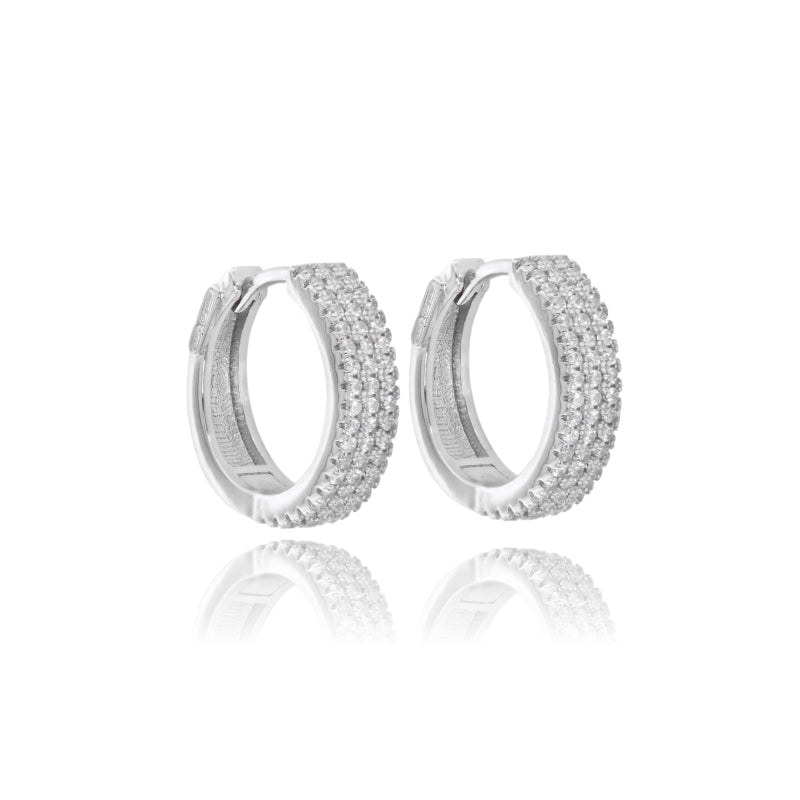 Luce12 – Orecchini a Cerchio in Argento 925 con Zirconi Bianchi