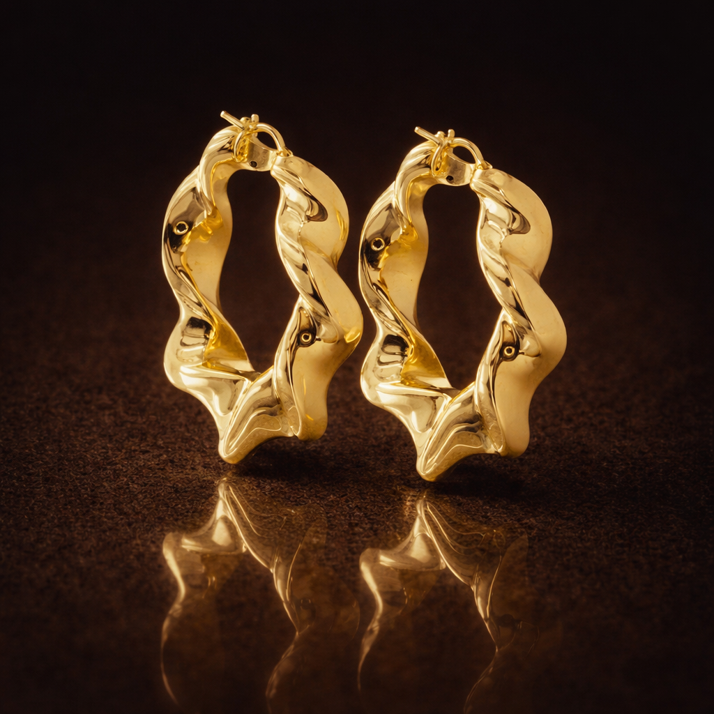 Orecchini Cerchio Scultorei Torchon “Vòrtex” – Argento 925