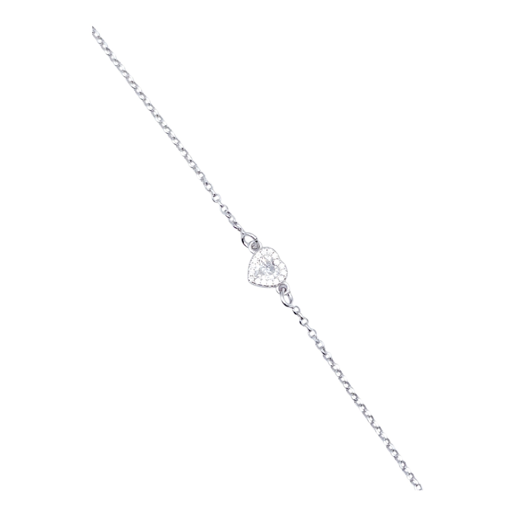 Bracciale Cuore Solitario – Argento 925 e Zirconi