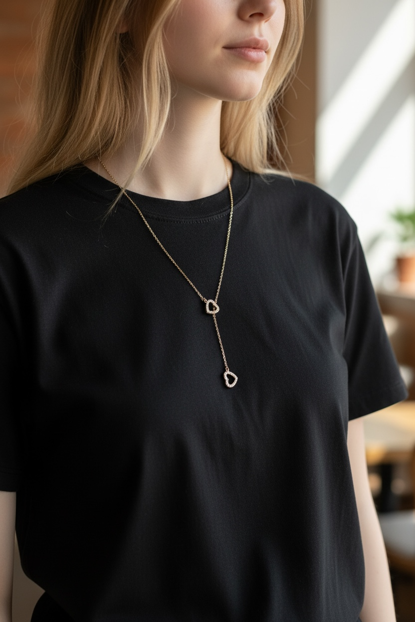 Collana Saliscendi Double Hearts - Argento 925