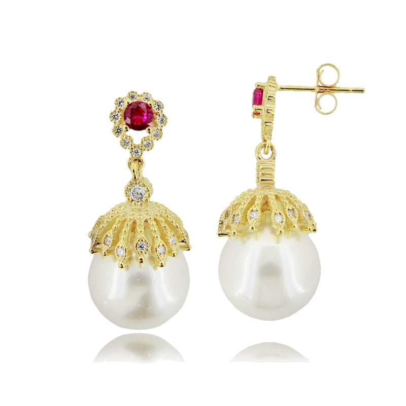 Orecchini “Lunaria Pearl” – Perle Pendenti con Zirconi in Argento 925