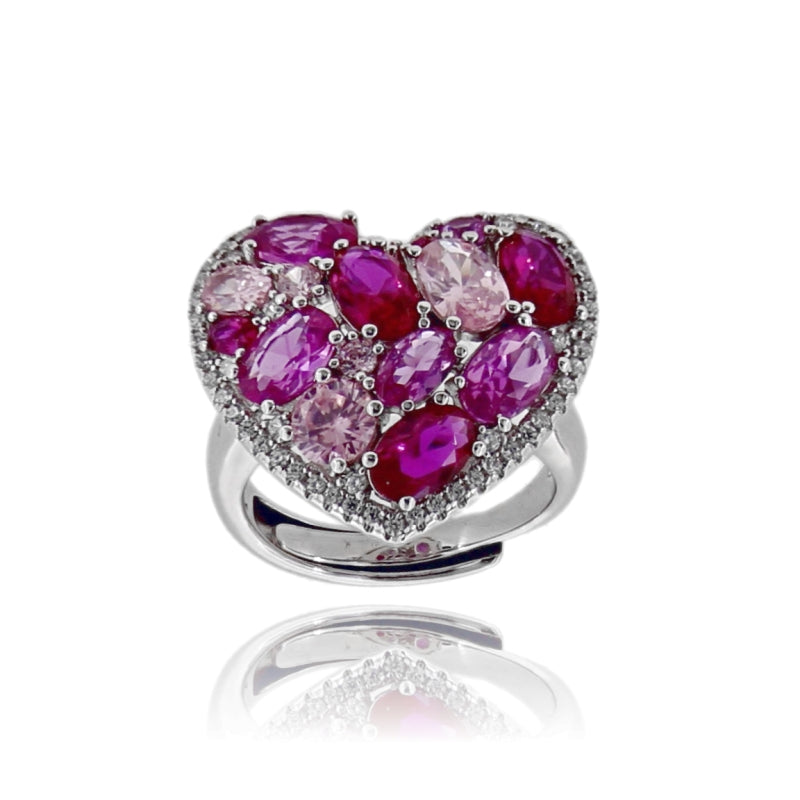 Cuore Mosaico – Anello Regolabile con Pietre Multicolore