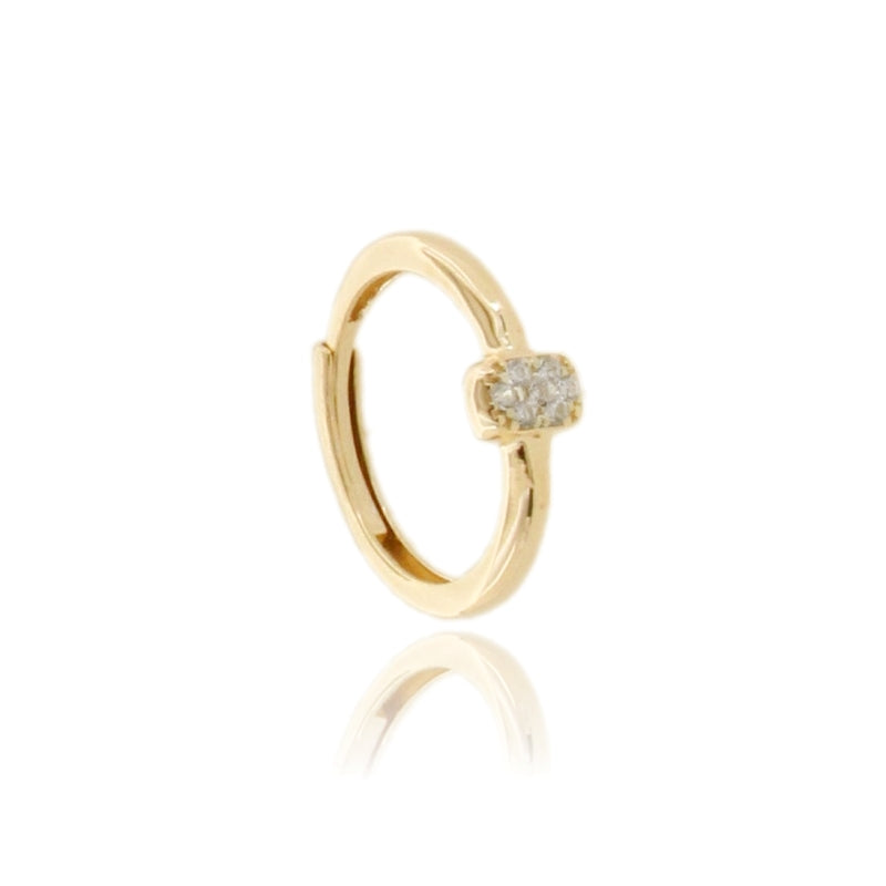 Linea Essenziale – Anello Regolabile con Rettangolo di Zirconi in Argento 925