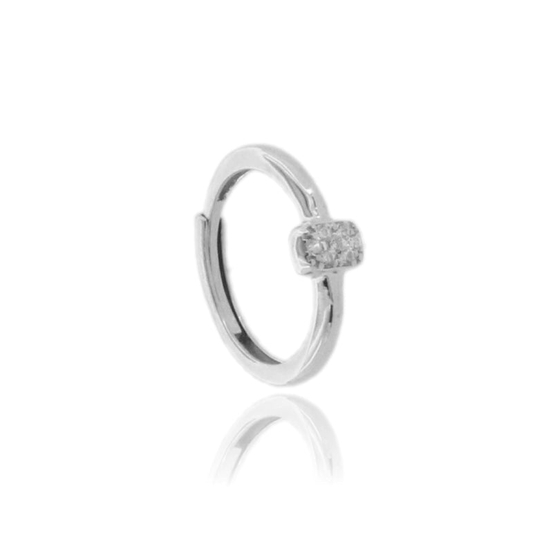 Linea Essenziale – Anello Regolabile con Rettangolo di Zirconi in Argento 925
