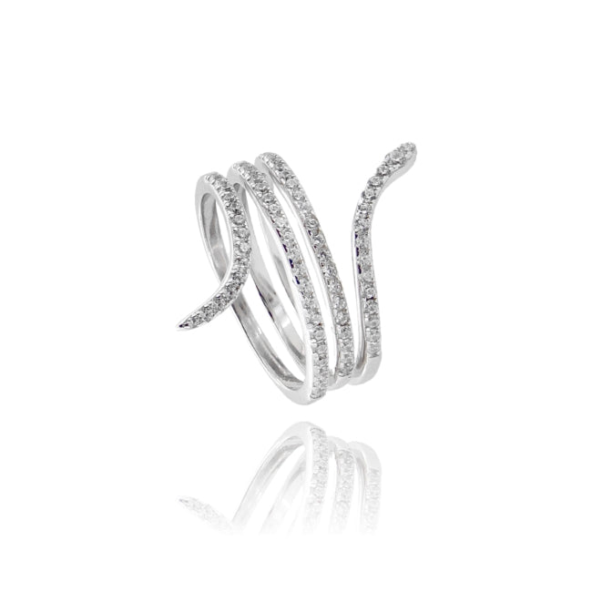 Serpentina Luminosa – Anello Serpente in Argento 925 con Zirconi