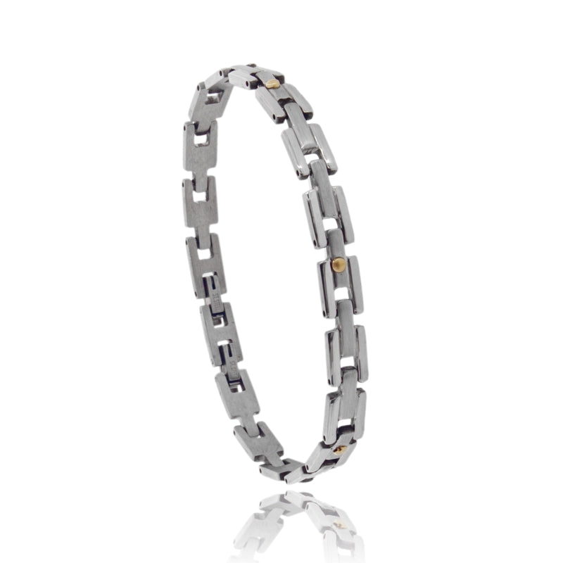 Bracciale Anuma “Linea Imperiale” – Acciaio & Oro 18kt (21 cm)