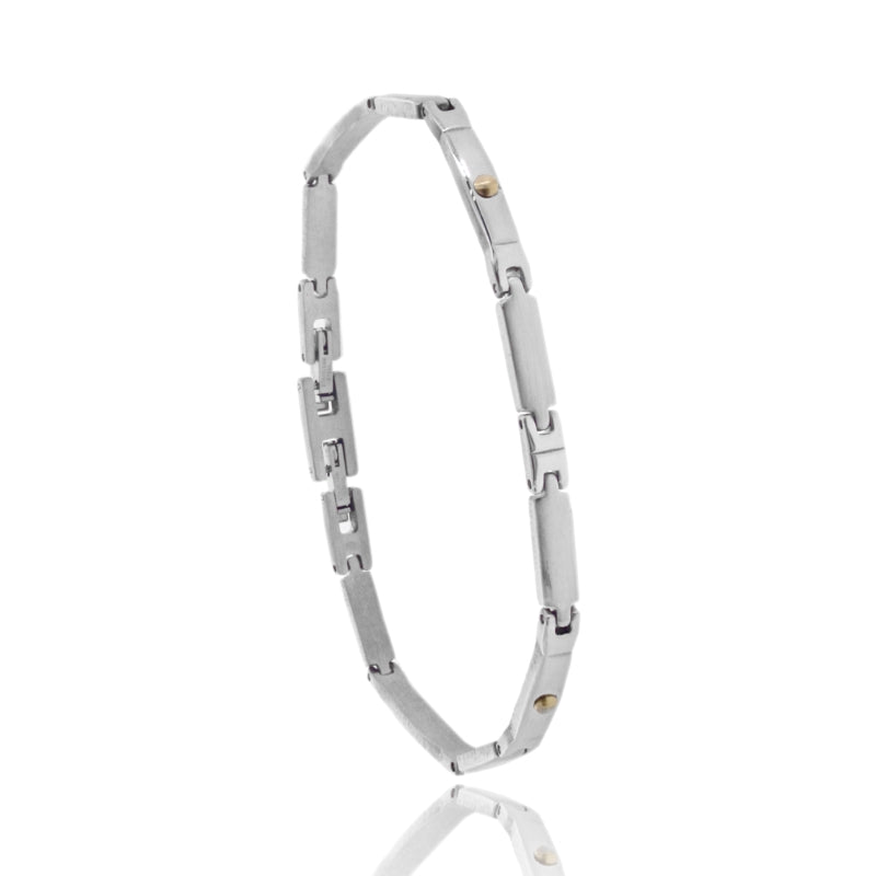 Bracciale Imperniato in Acciaio con Dettagli in Oro 18 KT – Design Elegante