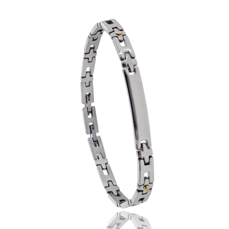Bracciale Titan Bar – Acciaio & Oro 18 KT