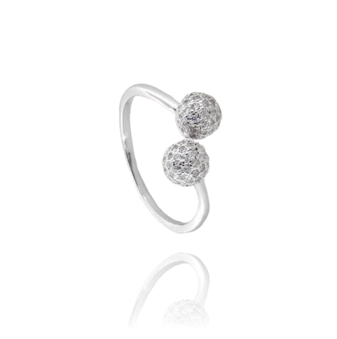 Anello Twin Sparkle – Doppia Sfera Pavé in Argento 925