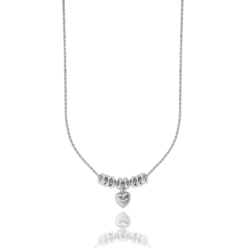 Feilok Collana Donna Con Ciondolo Cuore E Conchiglia - Argento 925 - Lunghezza 40+5 Cm