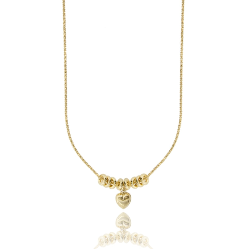 Cuore Orbitale – Collana con Rondelle e Cuore Pendente in Argento 925