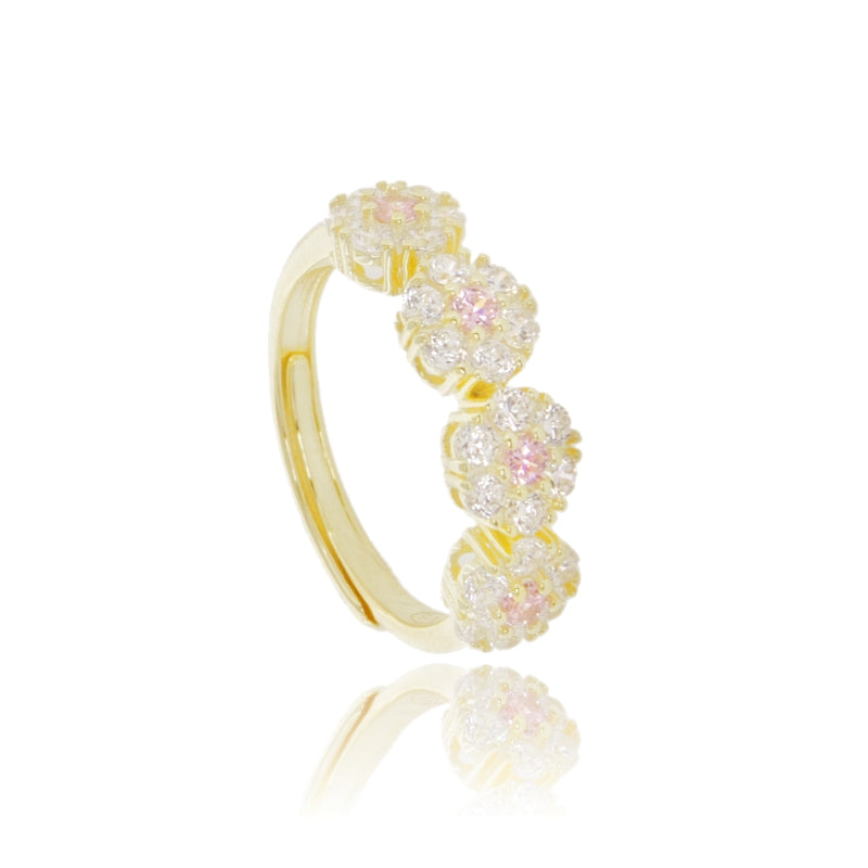 Anello Bloom Aura – Fiori Luminosi in Argento 925 con Zirconi