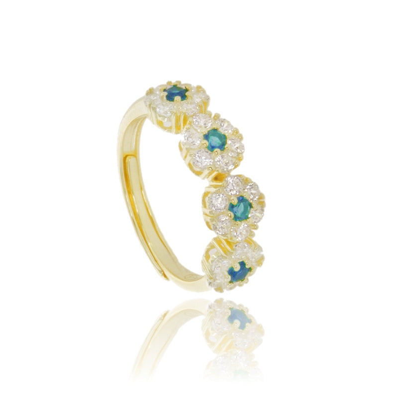 Anello Bloom Aura – Fiori Luminosi in Argento 925 con Zirconi