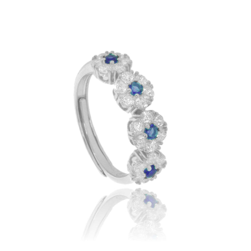 Anello Bloom Aura – Fiori Luminosi in Argento 925 con Zirconi