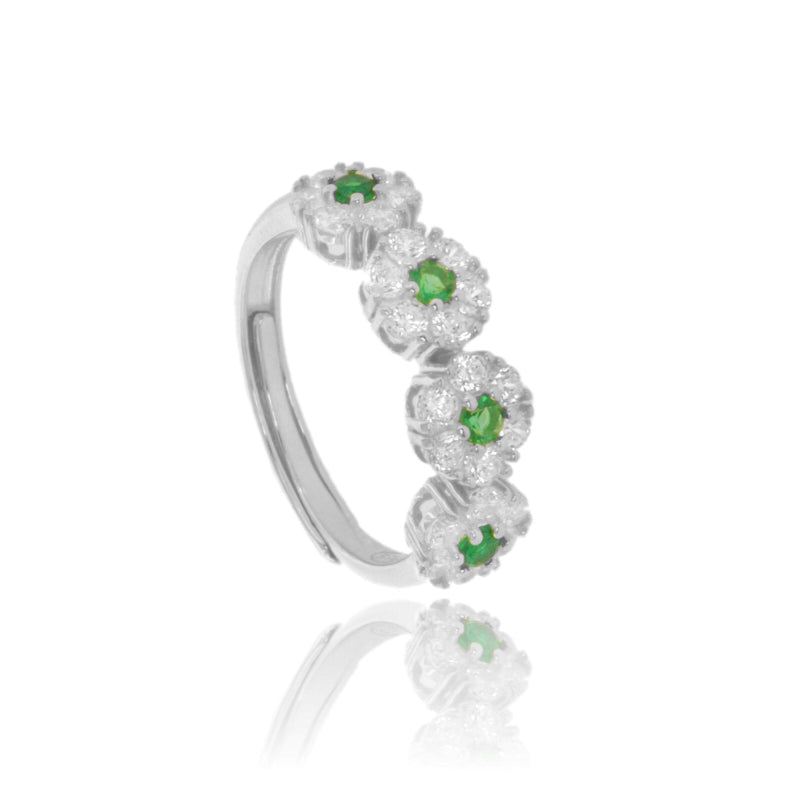Anello Bloom Aura – Fiori Luminosi in Argento 925 con Zirconi