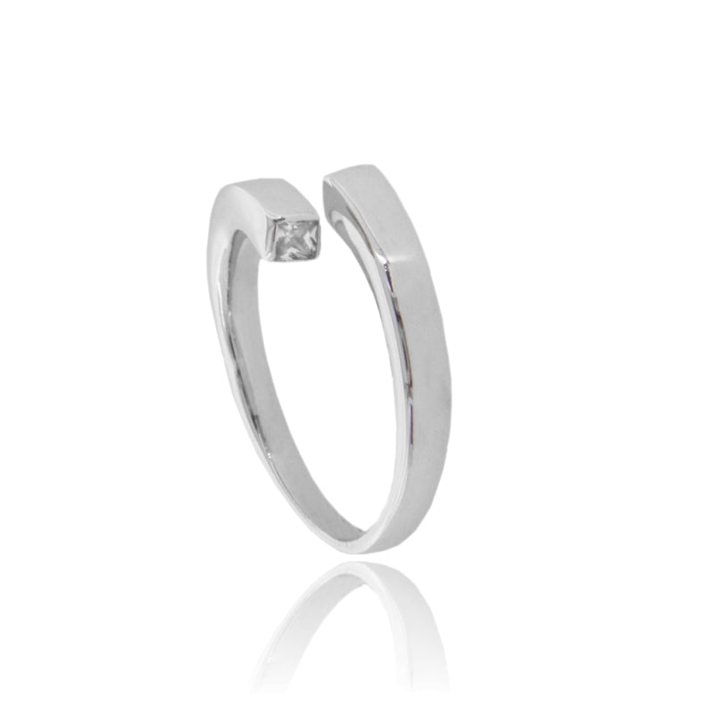 Anello “Dual Edge” – Argento 925 Contrarié con Zircone