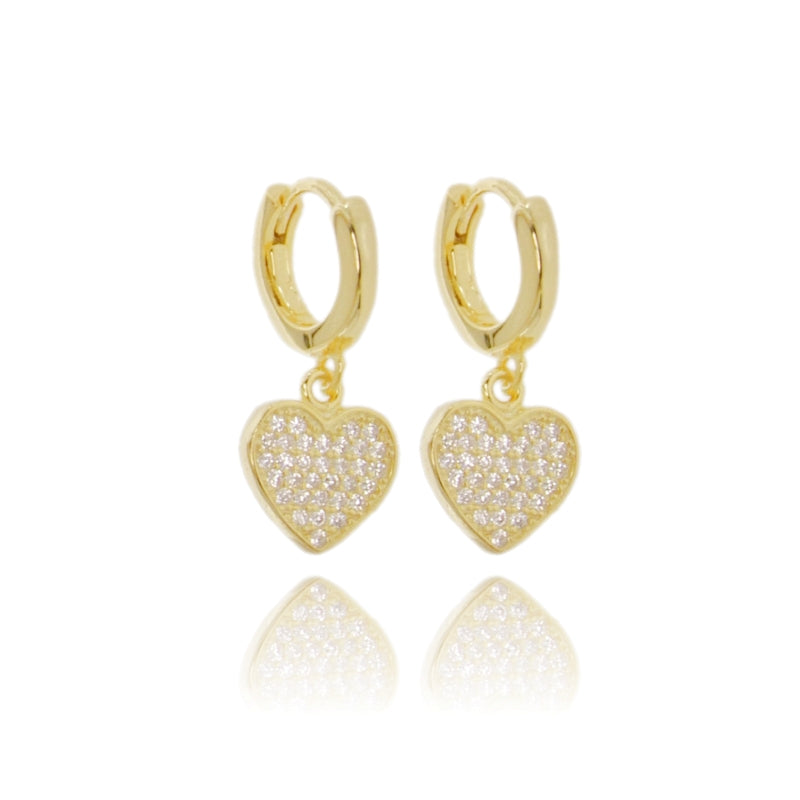 Amoria – Orecchini a Cerchio con Cuore Pavé in Argento