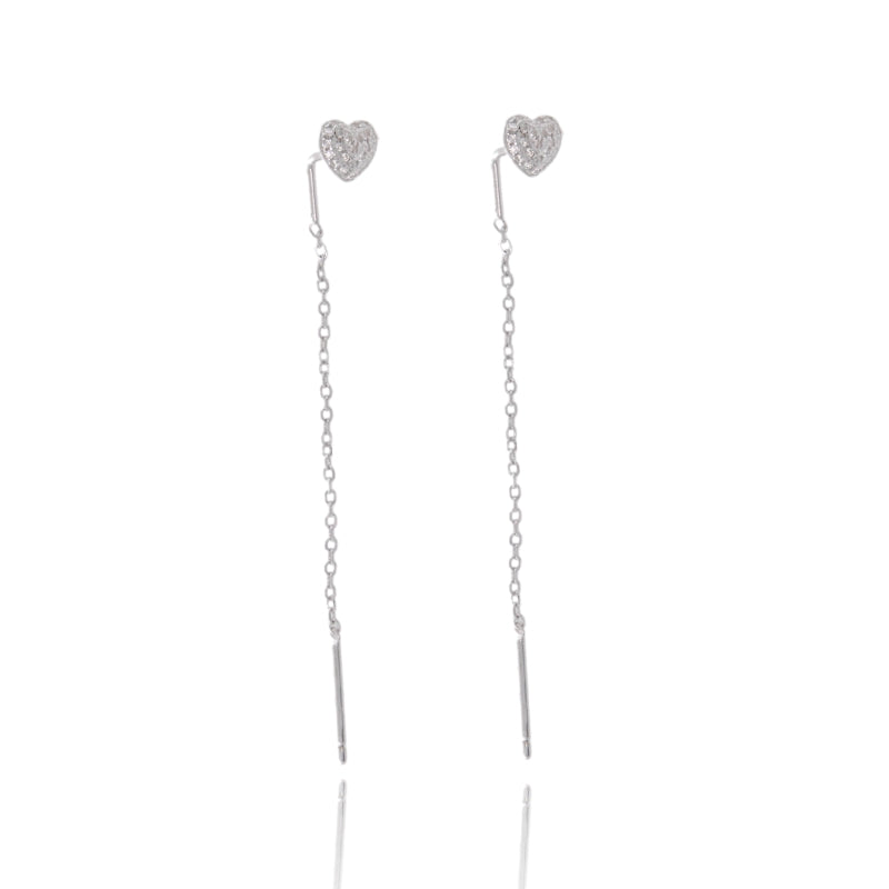 Cuorfilo – Orecchini Saliscendi in Argento con Cuore e Zirconi