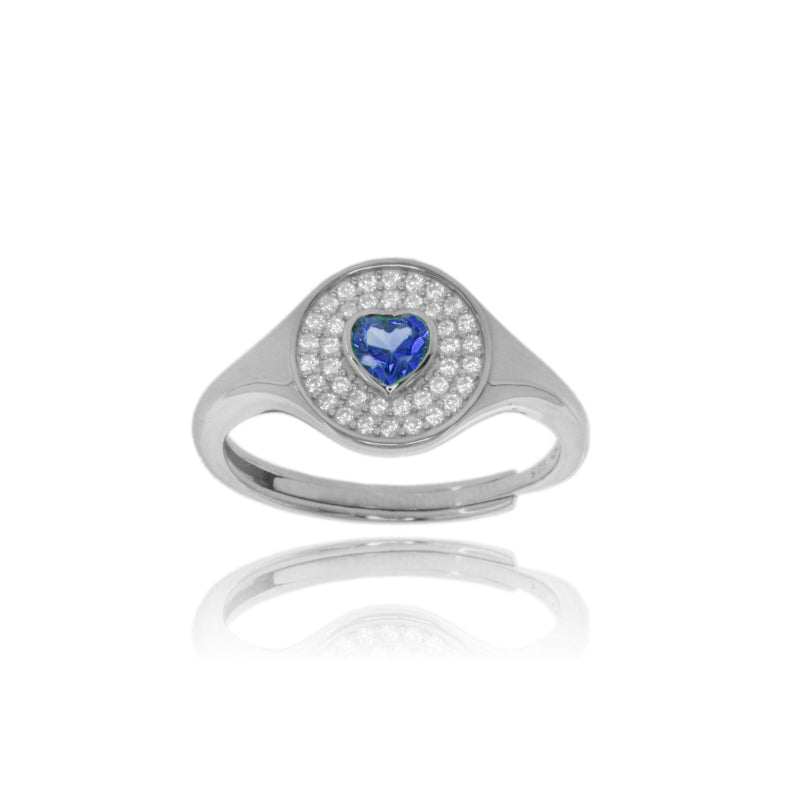 Anuma “Sacred Heart” Ring in Argento 925 con Zirconi – Misura Regolabile
