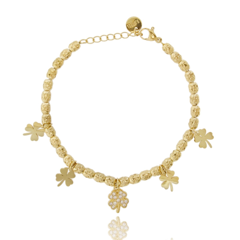 Bracciale Lucky Bloom – Quadrifogli & Zirconi in Acciaio