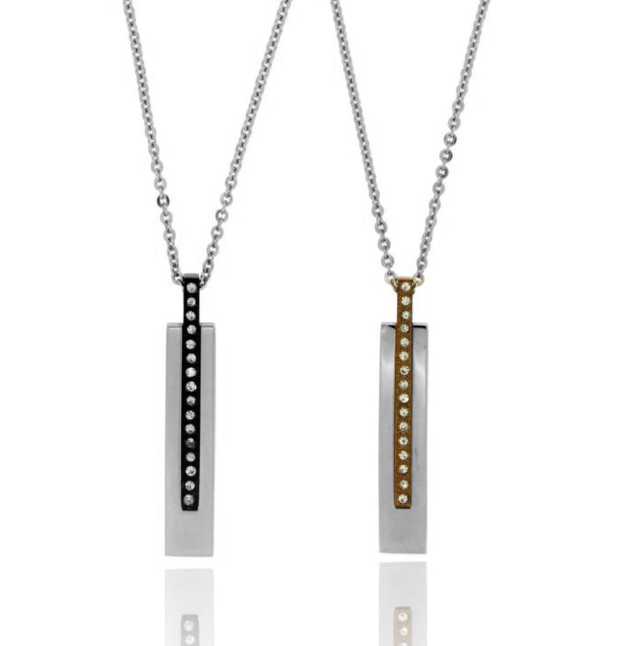 Linea Axis – Ciondolo Bicolore con Zirconi